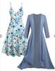 Женское бирюзовое кружевное платье макси с подходящим кардиганом для повседневной носки