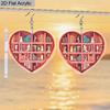 2D Flat Library Bookshelf Earrings Book Lover Heart Shaped Dangle Earrings Acrylic Bookshelf Drop Earrings for Women Girl Teach Graduation Jewelry