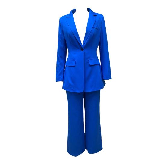 2 шт./компл., женское пальто, брюки, костюм с лацканами, деловой стиль, с длинным рукавом, на одной пуговице, с широкими штанинами, прямой офисный комплект, женское пальто, комплект брюк