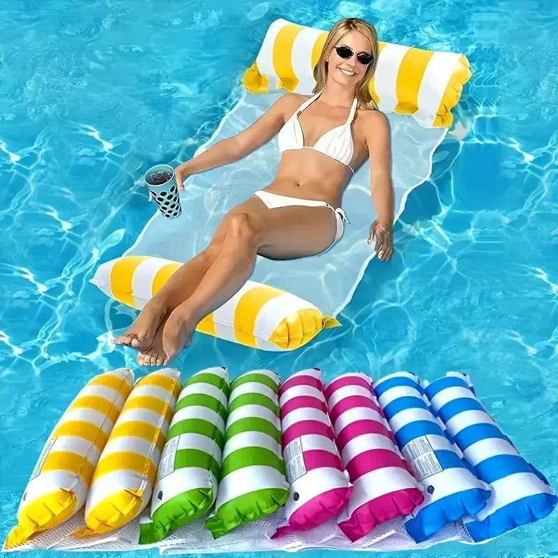 Foldable Water Hammock Summer Inflatable Floating Striped For Adult Swimming Mattress Sea Swim Ring Party Sunbathing Mattress