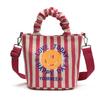 Smiley Face Cute Unisex Kids Shoulder Bag Fashionable Striped Pleated Children
