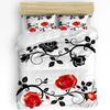 Red And Black Rose Flower White Bedding Set 3pcs Duvet Cover Pillowcase Kids Adult Quilt Cover Double Bed Set Home Textile