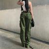 Женские брюки-карго с эластичной талией в стиле хип-хоп, однотонные, с несколькими карманами, мягкие свободные прямые винтажные брюки с высокой талией, уличная одежда, женские длинные брюки на шнурке