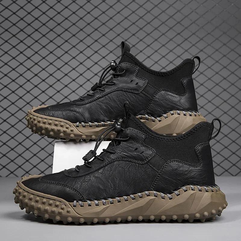 Мужская кожаная повседневная обувь ручной работы повседневные ботильоны для мужчин осень-зима уличное модное повседневное обувь мужские Hombres Botas