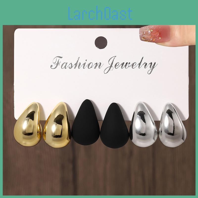 Comma Retro Drop Punk Tear Earrings From Europe And America Niche And Simple Smooth Hanging Water Drop Earring Set