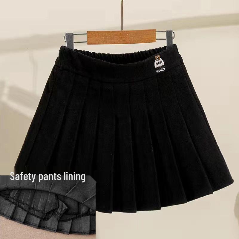 Клетчатая плиссированная юбка для девочек - Осень/Зима 2023, Модная короткая юбка в корейском стиле
