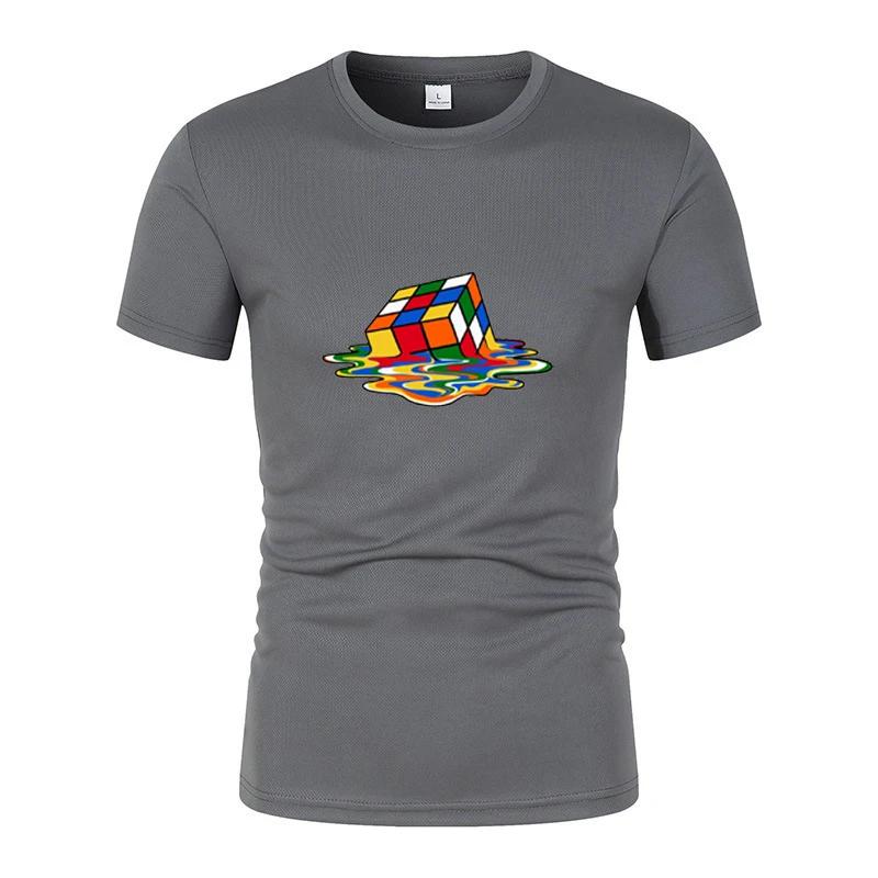 Летняя новая модная и интересная мужская футболка с короткими рукавами с принтом Рубика, повседневная унисекс-футболка в стиле Харадзюку для улицы, спортивный топ