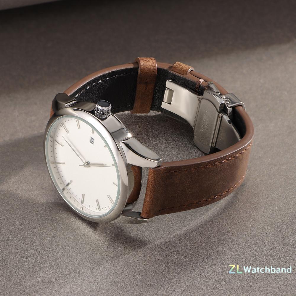 Casual Business Leather Watchband 18mm 19mm 20mm 21mm 22mm 24mm Strap Quick Release Butterfly Buckle Wristbands Accessories