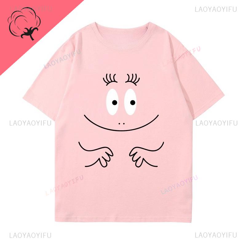 Ropa De Mujer Barbapapa Camiseta Best Seller Cartoon Kawaii Y2k Clothes Children Soft Cotton Oneck Short Sleeve Graphic Tee
