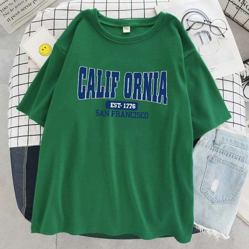 California Est 1776 San Francisco Print Women T-Shirt Street Summer Short Sleeve Cool Sport Clothes Soft Casual T Shirt Female