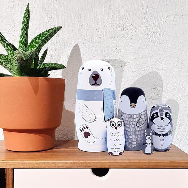 Hand Paint Toys Nesting Dolls Figurines Decorations Wooden Matryoshka Toys Craft Collection Handmade Stacking Dolls