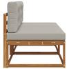 Outdoor Middle Sofa with Cushions 2 Pieces Natural