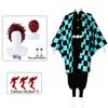 Tanjirou Kamado Cosplay Anime Kimetsu No Yaiba Cosplay Costume Uniform Haori Kimono Wig Suit Halloween Adult Child
