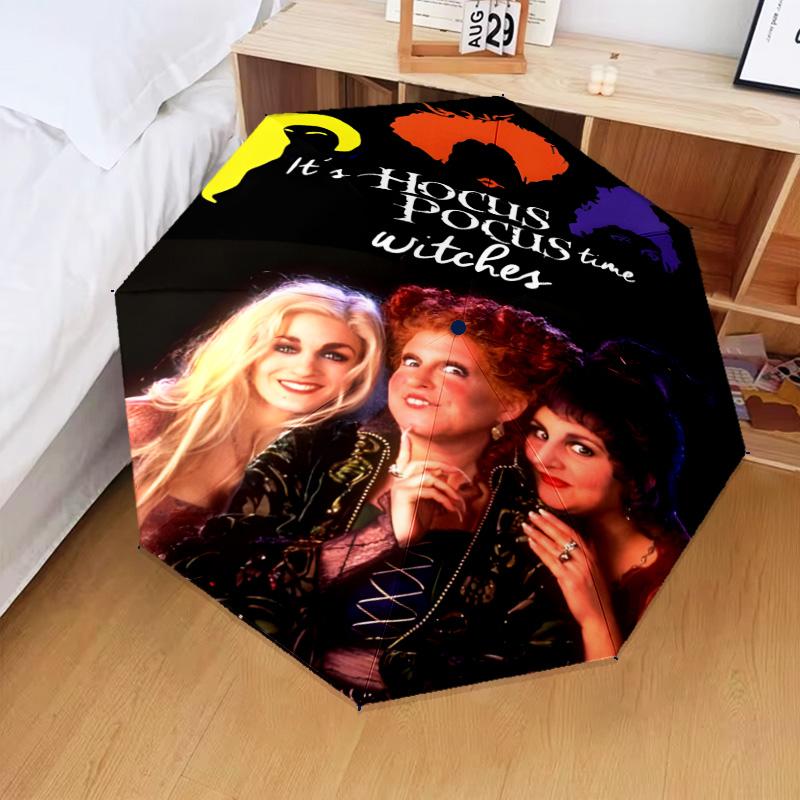 Hocus Halloween Night Umbrella Folding umbrella, automatic umbrella 8-Frame for Travel, camping Use Gift for Halloween Christmas