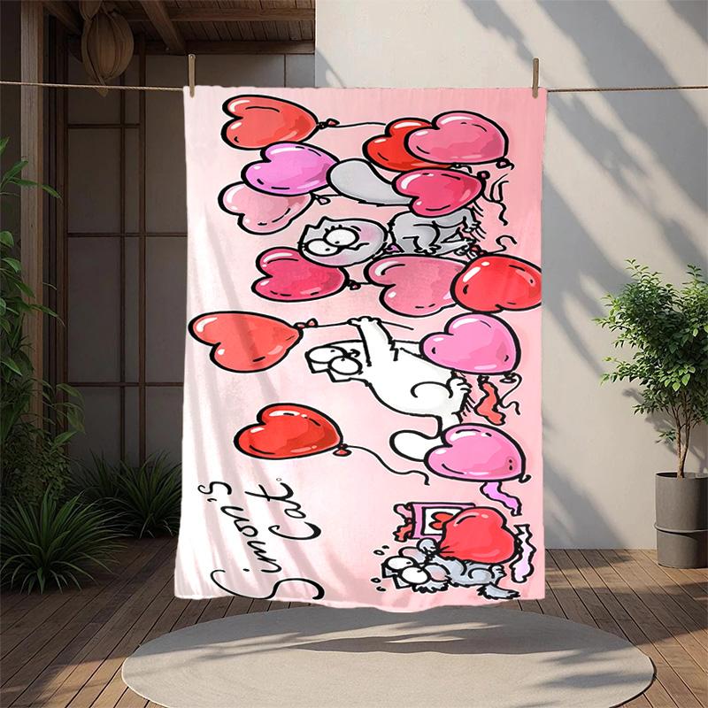 Simon'S Cat Flannel Blanket Soft Warm All-Season Throw, Design for Camping, Car Travel, Hiking Sofa, Bed, Office Perfect Gift for Parties