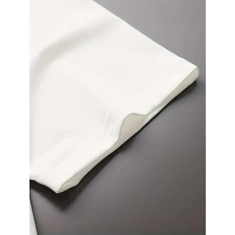 Европейские размеры Мужская повседневная футболка, Креативный стиль с буквенным принтом, С коротким рукавом, Стильная и универсальная, для весны и лета