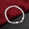 925 Silver Bracelet 6mm 18/20cm Flat Side Chain Lobster Clasp Bracelet for Woman Man Party Wedding Engagement Jewelry