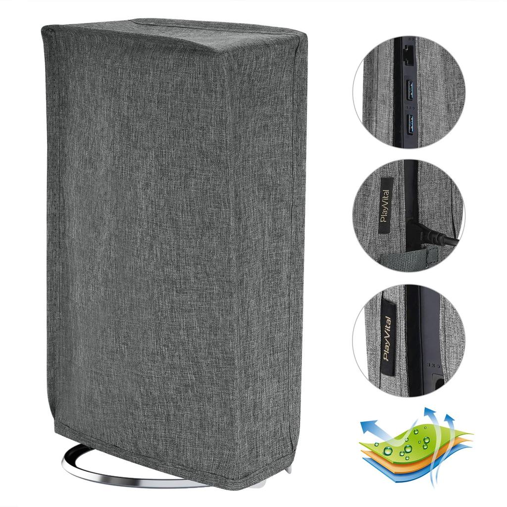 Вертикальный пылезащитный чехол для PlayVital ps5 slim digital Нейлоновый вертикальный пылезащитный чехол для ps5 slim digital version консольная версия, [серый]