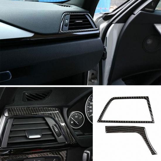 For BMW 3 4 Series GT 13- Real Carbon Fiber Dashboard L&R Outlet Vent Trim
