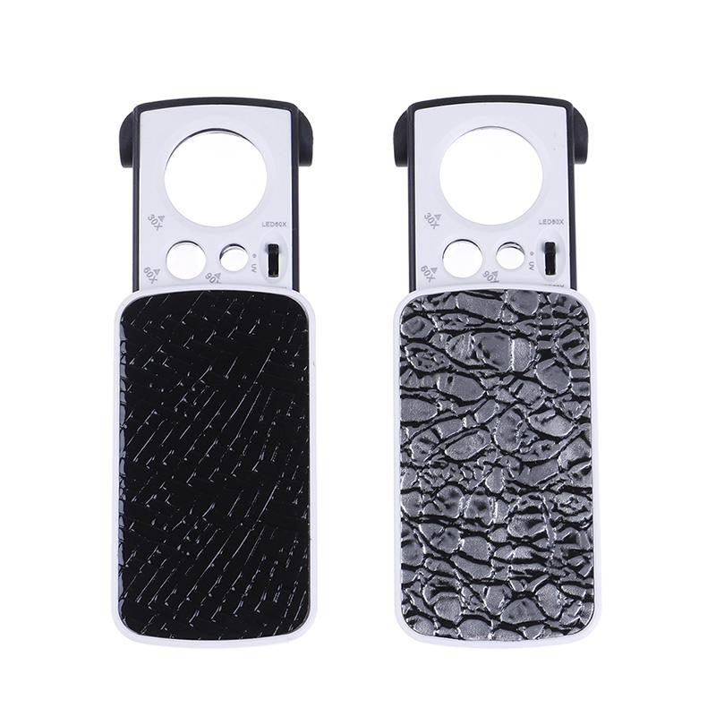 30X 60X 90X Карманная Лупа Ювелирная Стеклянная Лупа Петля Светодиодные Фонари