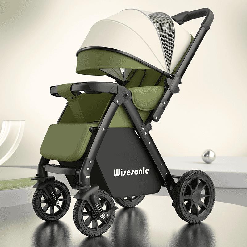 Elevated Baby Stroller: Reclining, Lightweight, Foldable, Two-Way Shock Absorption for Newborns