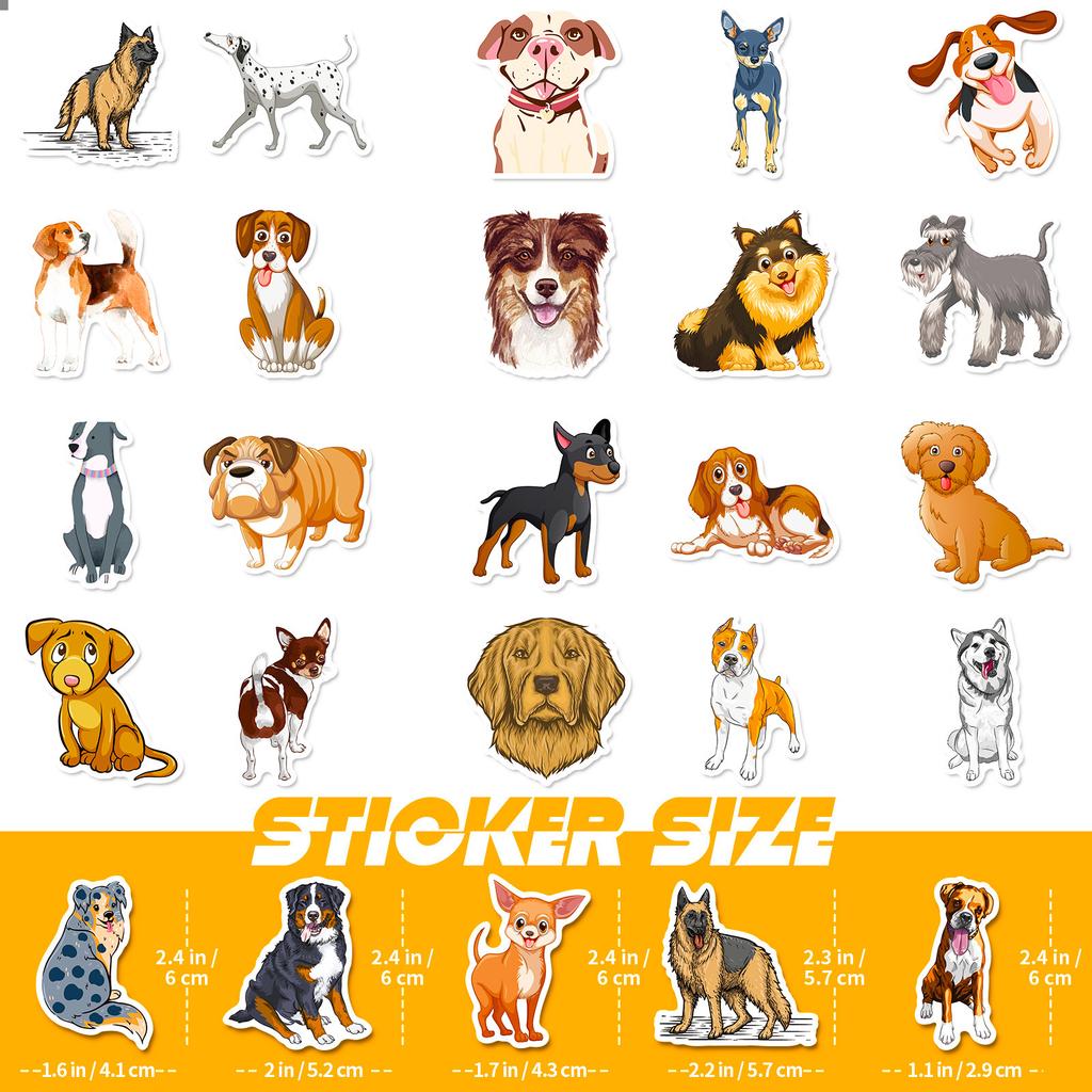50 Dog Stickers Animal Golden Retriever Spotted Dog Graffiti Sticker Pet Dog Fun Decoration