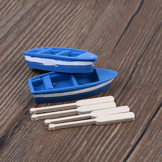 1 шт. лодка + 2 шт. весло миниатюрная имитация модели кукольного домика искусство бонсай садовый декор