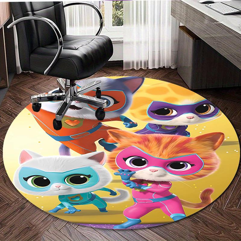 1pc Super Kitties Adventures1 Design Printed Area Round Carpet for Bedroom Living Room Home Decor Rugs Mat Non Slip Mat Rug for Bedside