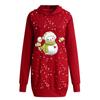 Women's Fashion Christmas Snowman Hoodie Bag Hip Pocket Print Hoodie Dress