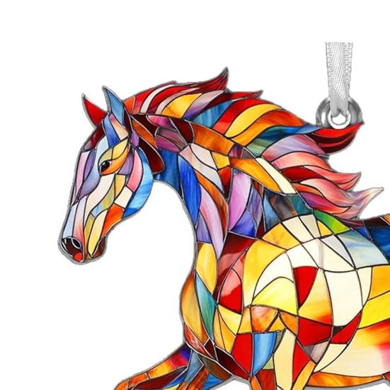 Лошадь Акриловый Ловец Солнца Красочная Лошадь Украшение на Рождественскую Елку Конный Подарок Женщинам для Любителей Лошадей