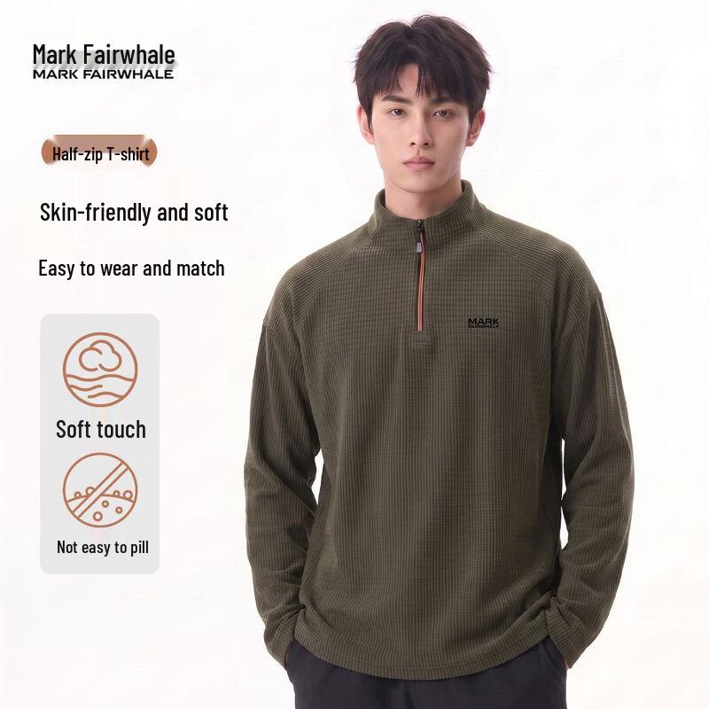 MARK FAIRWHALE Men's Half-Zip Mock Neck Long Sleeve Thermal Pullover