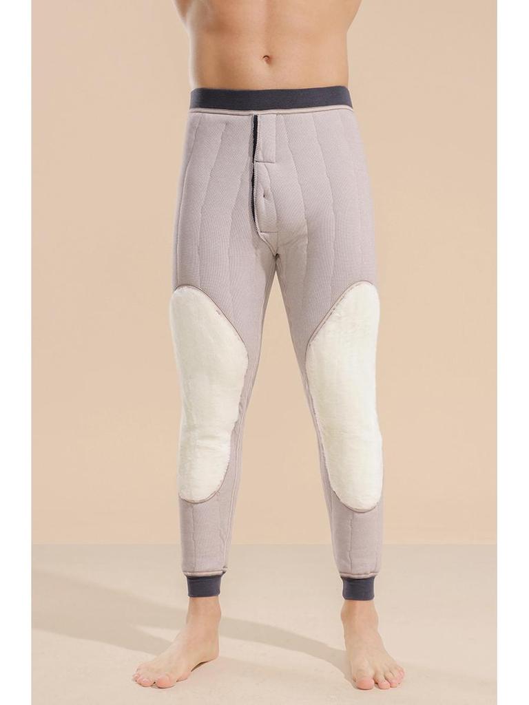 Мужские шерстяные стеганые флисовые брюки с высокой талией: Теплые зимние брюки для людей среднего и пожилого возраста.