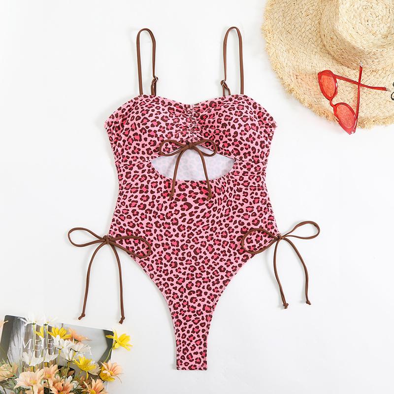 One Piece Swimsuit Women New Leopard Sling Bodysuit Sexy Hollow Out Swimwear Summer Monokini Beachwear Bathing Suit Female