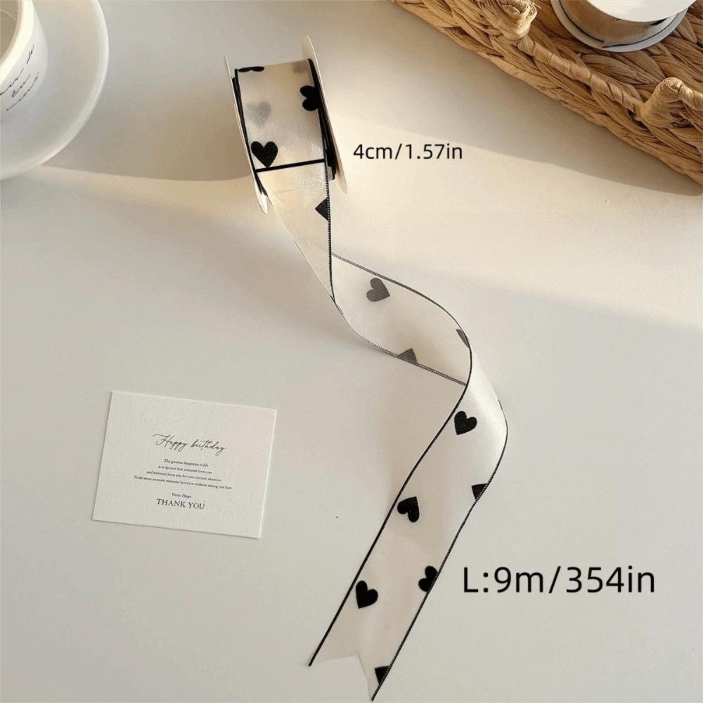 10 Yard DlY Ribbon Polyester Soft Silk Ribbon Retro Elegant Love Printed Ribbon Holiday Decoration