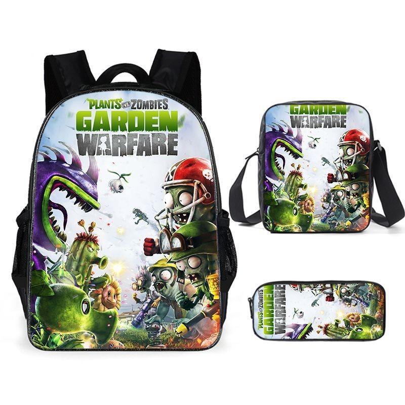 Vs Zombies Plants Kids School Backpack Threepiece Gift Set For Students Young