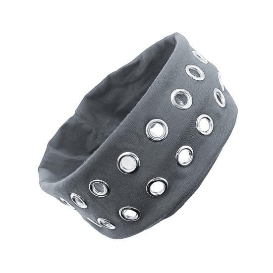 Повязка на голову в стиле панк-рок с декором в виде воздушного глаза, эластичная тканевая повязка с люверсами, аксессуар для волос в стиле панк