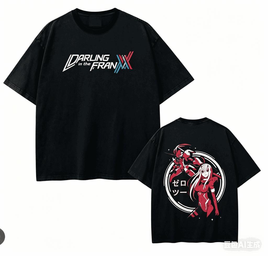 DARLING in the FRANXX Футболка личность Одежда Новая модель Аниме Футболка Круглогодичная одежда Большой размер Унисекс Уличная одежда Модная Для пар