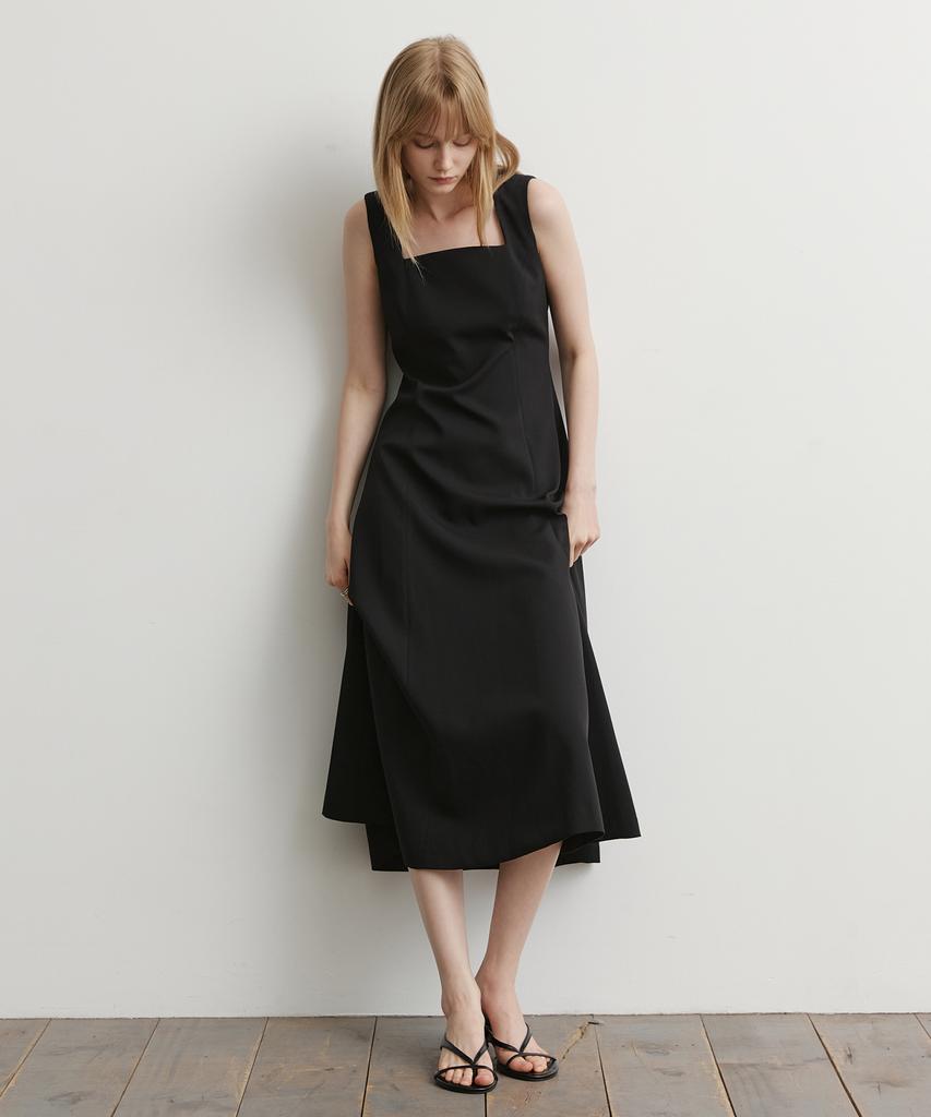 Artid Flare Sleeveless Long Dress_Black