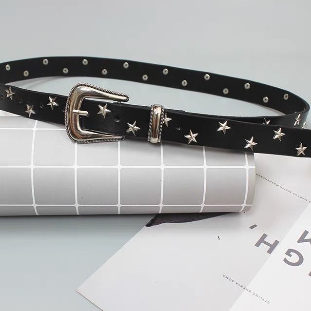 Rivet Punk Star Belt Ins Women'S Accessories Jeans Design Sense Niche Y2K Hottie Pentagram Belt Men