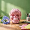 3D Printed Rose Skull Figurine, Durable Plastic Gothic Skull Flowers Sculpture with Detailed Petal And Bone Texture, Matte Finish Halloween Decor Gift