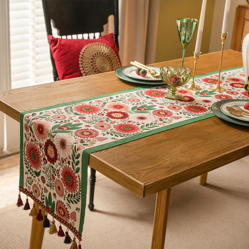 Винтажная скатерть с цветочным принтом - Напечатанная богемная скатерть для обеденных шкафов и журнальных столиков