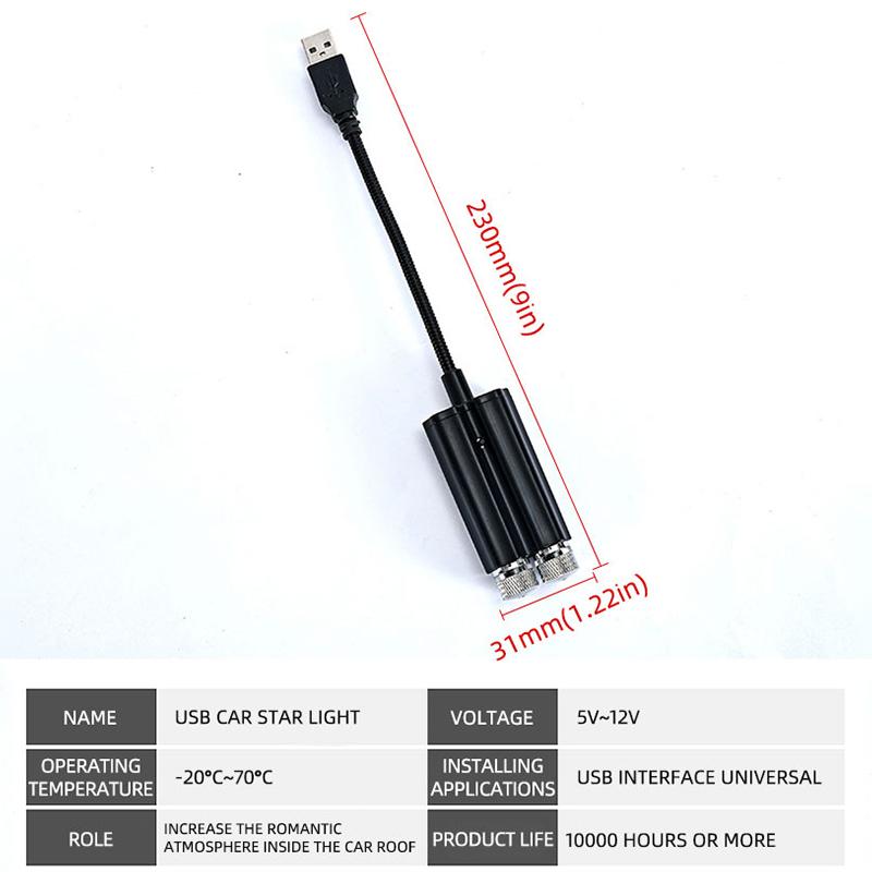 1 шт. Автомобильный салонный светильник, крыша, звездный светильник, USB, светодиодный проектор звездной атмосферы, украшение для ночной вечеринки, декор для галактики