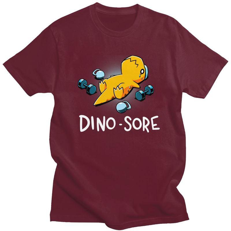 Dino Sore Funny Dinosaur Workout Gym Lifting Fitness T Shirts 100 Cotton Tees Shirt Streetwear Tshirts ShortSleeve Clothes