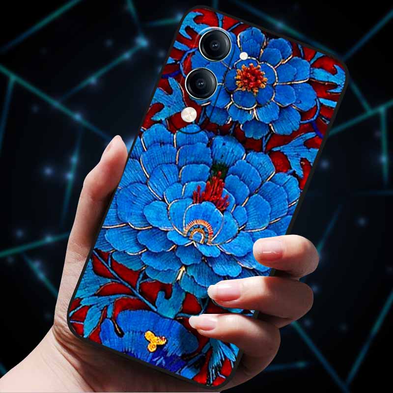 For Vivo Y04 4G Case Soft Silicone Bumper 3D Flowers Emboss Phone Cases for Vivo Y04 4G Back Cover Shell VivoyY04 4G Bag