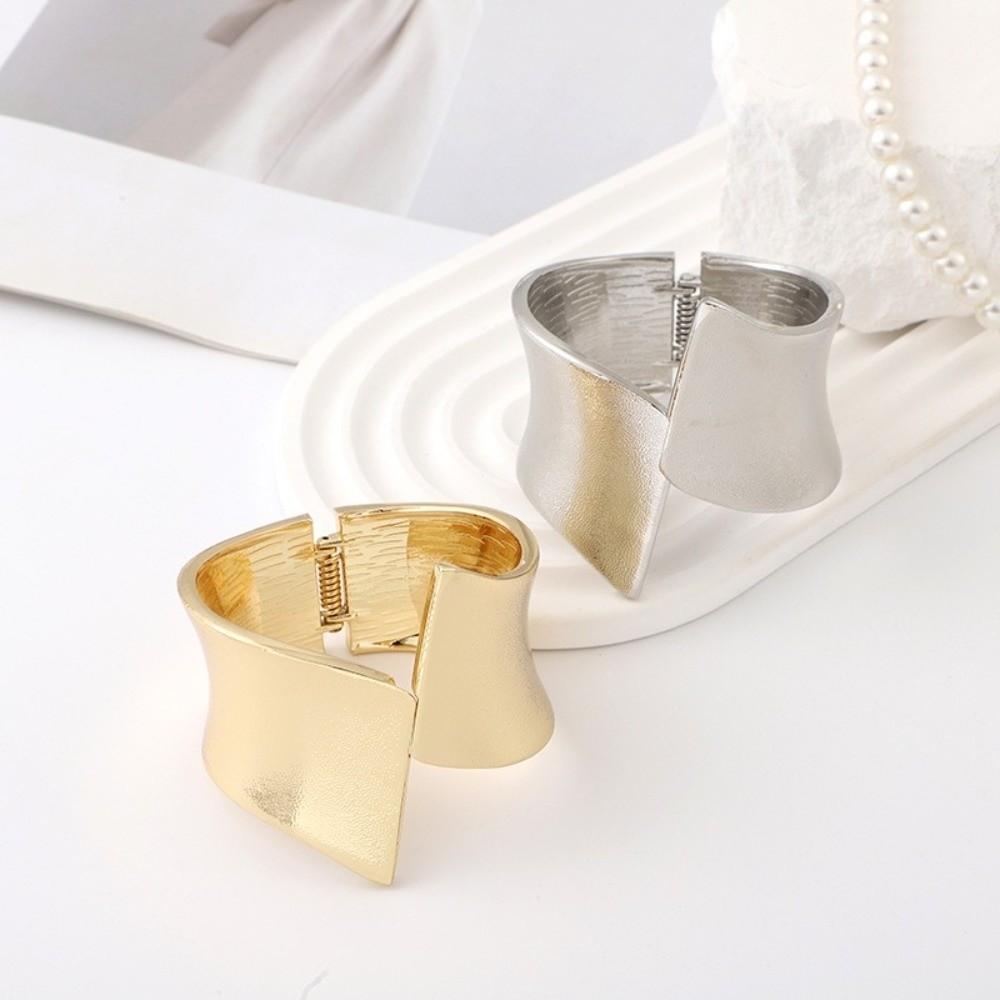 Exaggerated Wide Open Bracelet Goth Fashion Punk Bangle Minimalist Chunky Heavy Bracelet Women