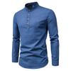 Men's Shirts M-5XL Casual Linen Shirt Long Sleeve Shirt Slim Fit Stand Collar Shirt Men