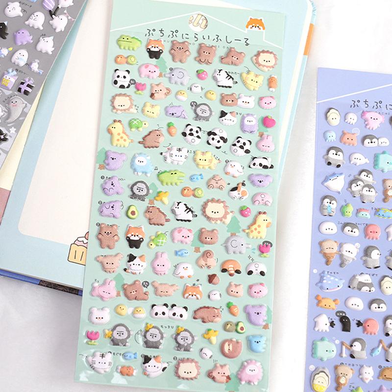 Kawaii Мини Животные Мультфильм 3D Пушистые Наклейки Милый Diy Журнал Чехол Для Телефона Канцелярские Наклейки Diy Украшения Наклейки