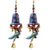 Door Hanging Blue Painted Bell with Jhalar Blue Peacock with Metal Bell Set of 2
