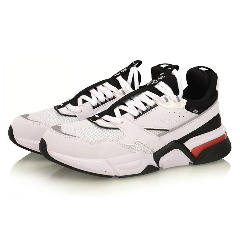 Li Ning 001 Классические универсальные прочные сбалансированные низкие кроссовки для папы Мужские кроссовки Черный Белый AGCP021-2
