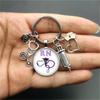 1Pc Nurse Medical Syringe Keychain Glass Key Ring Pendant Stethoscope Pattern Keychain Gift